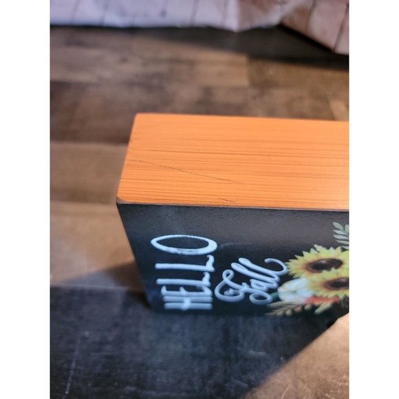 Hello Fall pumpkin Flower hay Wooden decor autumn - Picture 7 of 8